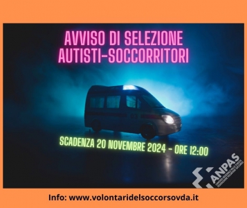 AVVISO DI SELEZIONE AUTISTI SOCCORRITORI-SOCCORRITRICI